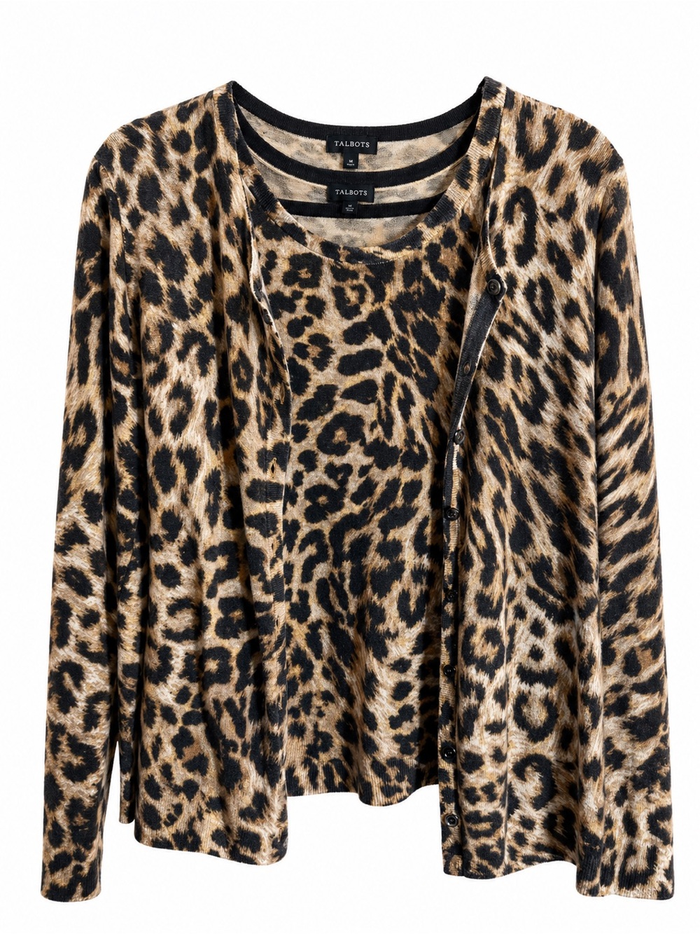 Talbots Leopard-Print Tank and Cardigan Set - Brown Black
